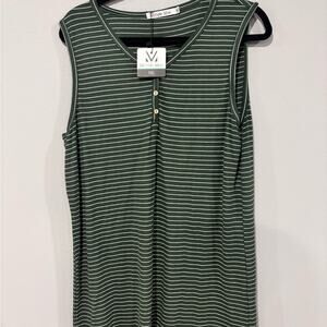 Michelle Mae Green Striped Women's Top - 1X